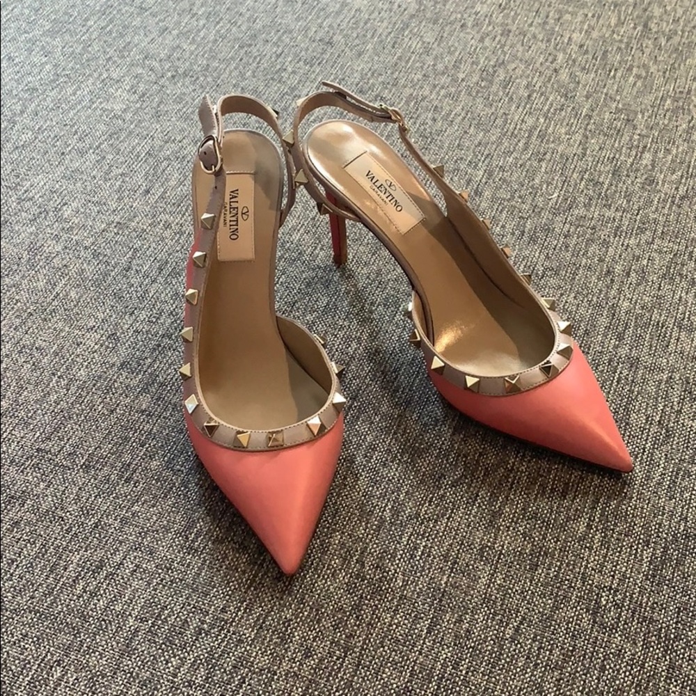 Valentino Coral Beige SlingBack Pumps Heels 37